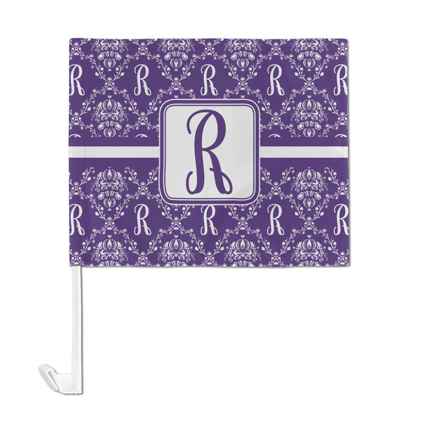 Initial Damask Car Flag - Large - FRONT
