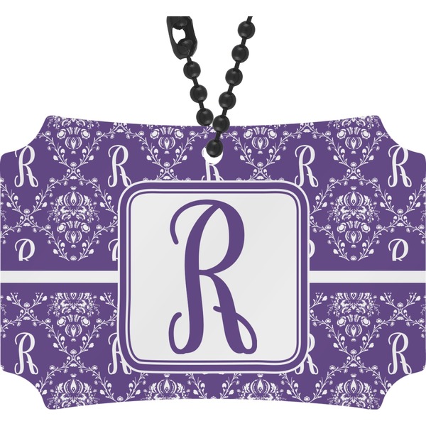 Custom Initial Damask Rear View Mirror Ornament (Personalized)