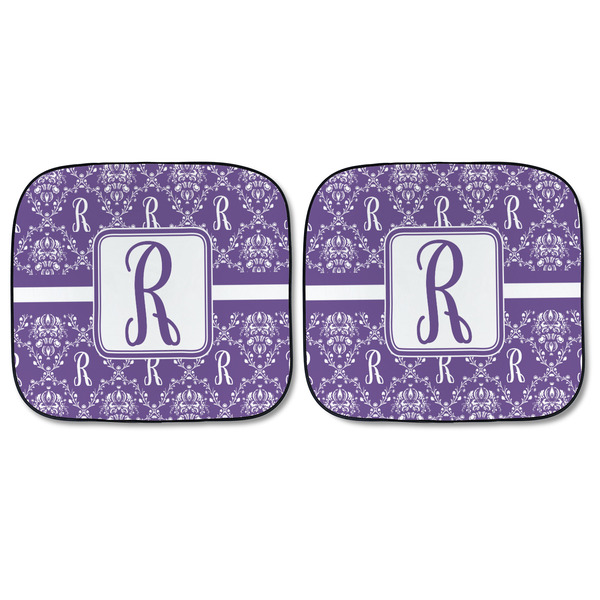 Initial Damask Car Sun Shades - FRONT