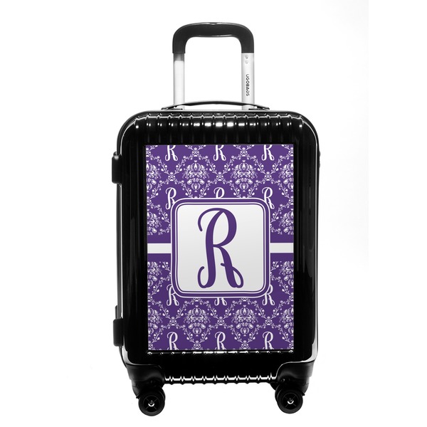 Custom Initial Damask Carry On Hard Shell Suitcase (Personalized)