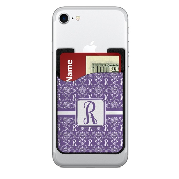 Custom Initial Damask 2-in-1 Cell Phone Credit Card Holder & Screen Cleaner (Personalized)