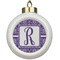 Initial Damask Ceramic Ball Ornament