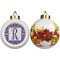 Initial Damask Ceramic Christmas Ornament - Poinsettias (APPROVAL)