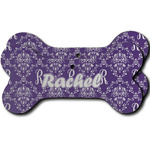 Initial Damask Ceramic Dog Ornament - Front & Back