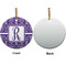Initial Damask Ceramic Flat Ornament - Circle Front & Back (APPROVAL)