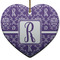 Initial Damask Heart Ceramic Ornament
