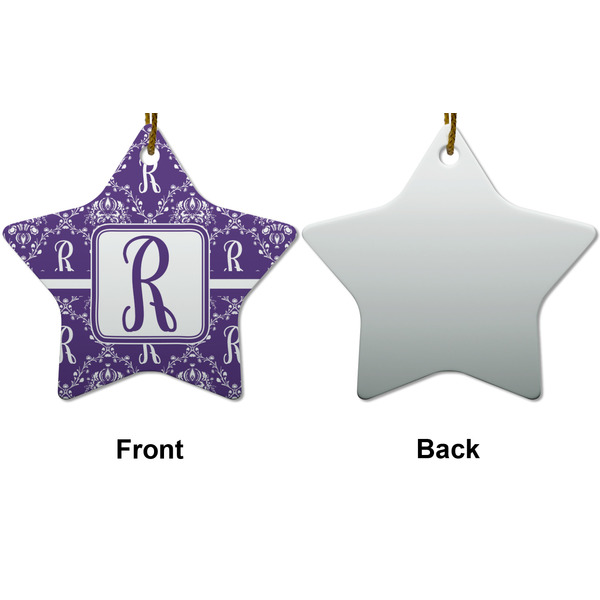 Initial Damask Ceramic Flat Ornament - Star Front & Back (APPROVAL)