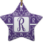 Initial Damask Star Ceramic Ornament