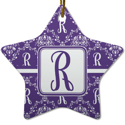 Initial Damask Star Ceramic Ornament