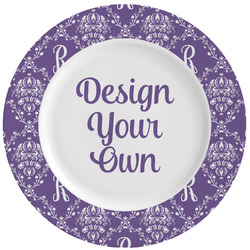 Initial Damask Ceramic Dinner Plates (Set of 4) (Personalized)