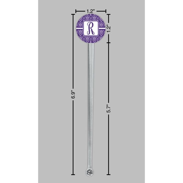 Initial Damask Clear Plastic 7" Stir Stick - Round - Dimensions