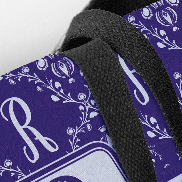 Initial Damask Closeup of Tote w/Black Handles