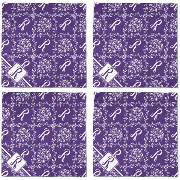 Initial Damask Cloth Napkins - Personalized Dinner (APPROVAL) Set of 4