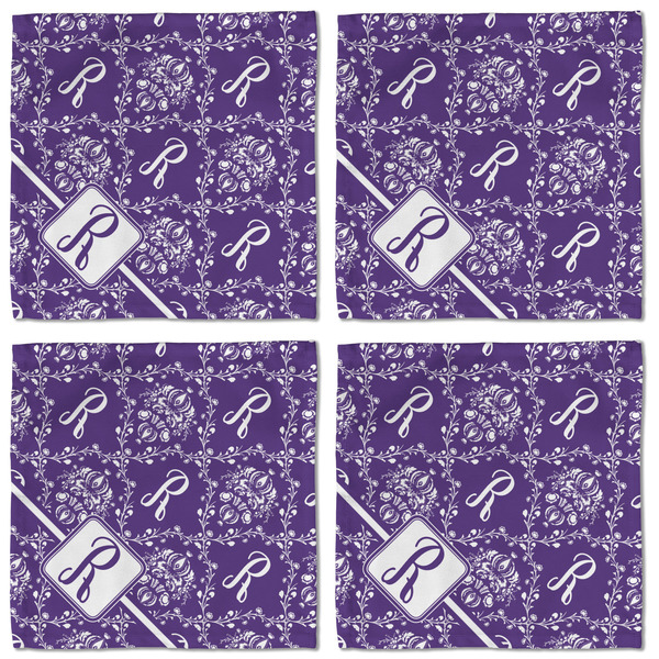 Initial Damask Cloth Napkins - Personalized Lunch (APPROVAL) Set of 4