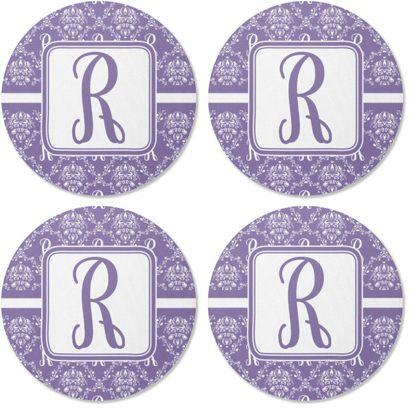 Initial Damask Coaster Round Rubber Back - Apvl