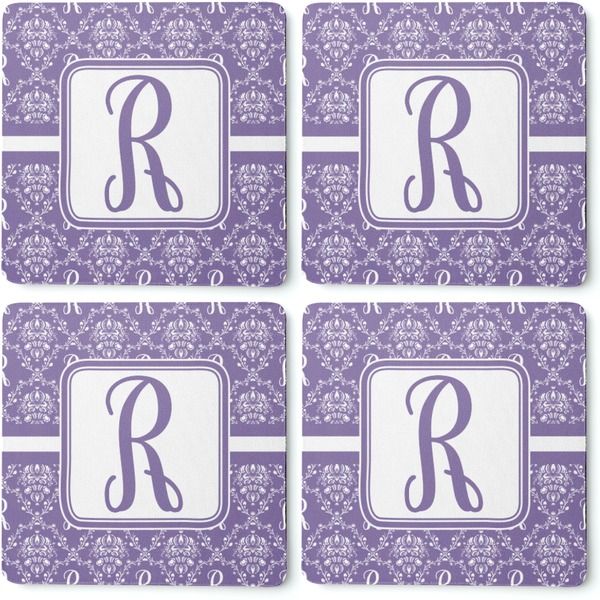 Initial Damask Coaster Rubber Back - Apvl