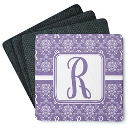 Initial Damask Square Rubber Backed Coasters - Set of 4 (Personalized)