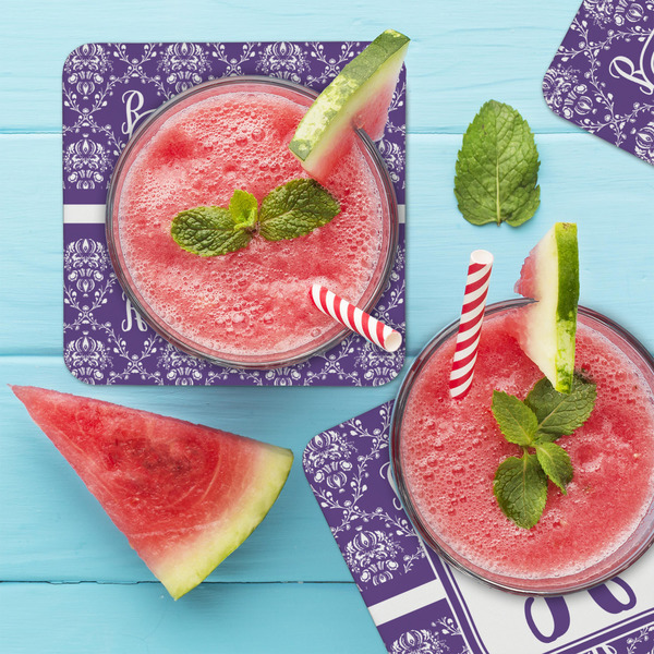 Initial Damask Coaster Set - LIFESTYLE