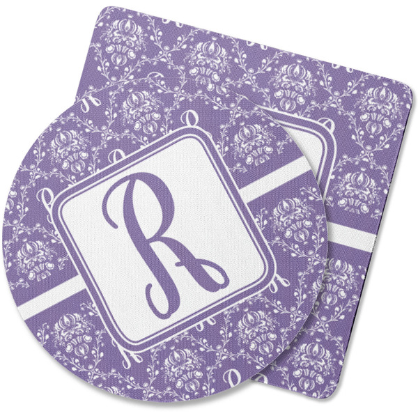 Custom Initial Damask Rubber Backed Coaster (Personalized)