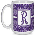 Initial Damask 15 Oz Coffee Mug - White