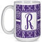 Initial Damask 15 Oz Coffee Mug - White