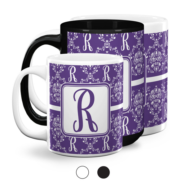 Initial Damask Coffee Mugs Main