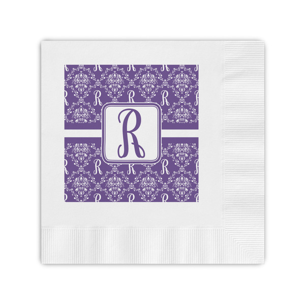 Custom Initial Damask Coined Cocktail Napkins