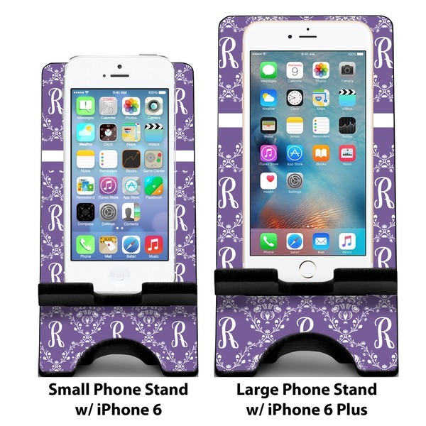 Initial Damask Compare Phone Stand Sizes - with iPhones