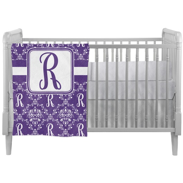 Custom Initial Damask Crib Comforter / Quilt (Personalized)