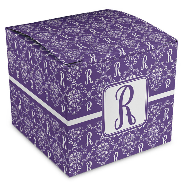 Custom Initial Damask Cube Favor Gift Boxes