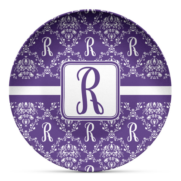 Custom Initial Damask Microwave Safe Plastic Plate - Composite Polymer (Personalized)