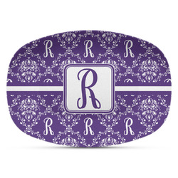 Initial Damask Plastic Platter - Microwave & Oven Safe Composite Polymer (Personalized)