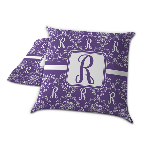 Initial Damask Decorative Pillow Case - TWO