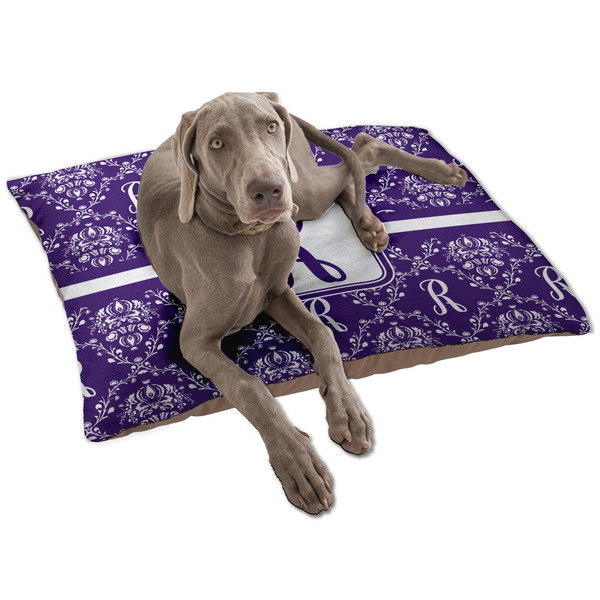 Custom Initial Damask Dog Bed - Large