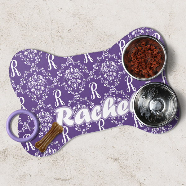 Initial Damask Dog Bone Shaped Mat Lifestyle