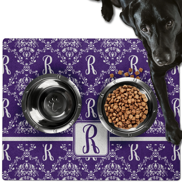 Initial Damask Dog Food Mat - Large LIFESTYLE