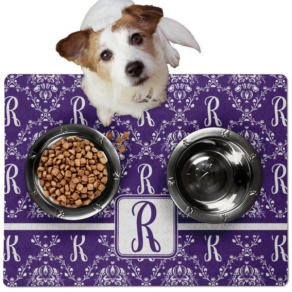 Initial Damask Dog Food Mat - Medium LIFESTYLE