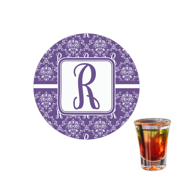 Custom Initial Damask Printed Drink Topper - 1.5"