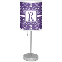 Initial Damask Lamp with Drum Shade