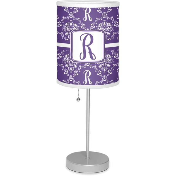 Custom Initial Damask 7" Drum Lamp with Shade (Personalized)