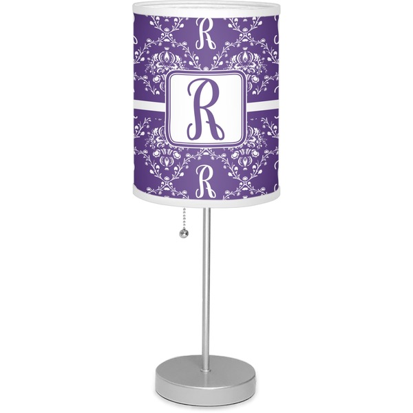 Custom Initial Damask Lamp with Drum Shade