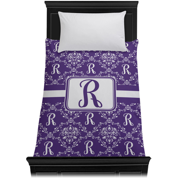 Initial Damask Duvet Cover - Twin XL - On Bed - No Prop