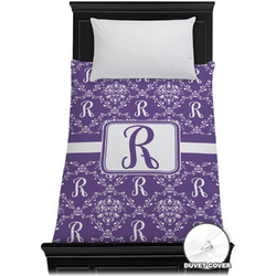 Initial Damask Duvet Cover - Twin XL (Personalized)