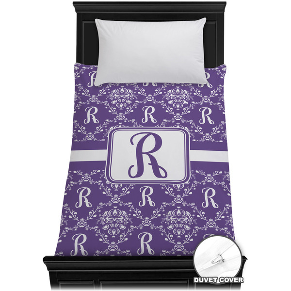 Custom Initial Damask Duvet Cover - Twin XL (Personalized)