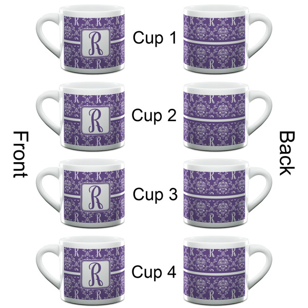 Initial Damask Espresso Cup - 6oz (Double Shot Set of 4) APPROVAL