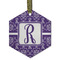 Initial Damask Flat Glass Ornament - Hexagon