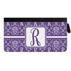 Initial Damask Genuine Leather Ladies Zippered Wallet (Personalized)