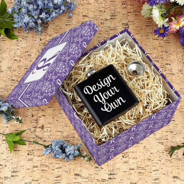 Initial Damask Gift Boxes with Lid - Canvas Wrapped - Large - In Context