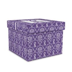 Initial Damask Gift Box with Lid - Canvas Wrapped - Medium