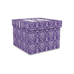 Initial Damask Gift Box with Lid - Canvas Wrapped - Small
